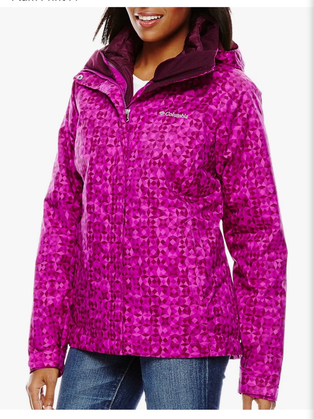 Columbia Outer West Interchange Jacket Bright Plum Print Women's Size Small